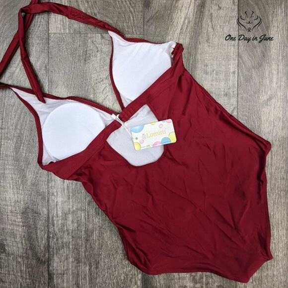 Lomitti Halter Ruched One Piece Swimsuit Size L - Picture 4 of 4